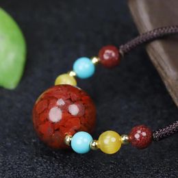 Pendant Necklaces Boutique A Goods Natural Cinnabar Ball Necklace Beauty Lucky DIY Handmade Fine Jewelry AccessoriesPendant