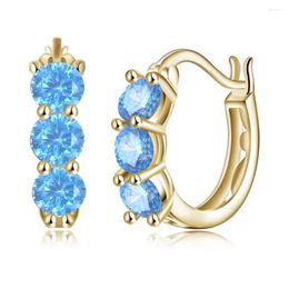 Hoop Earrings Trendy 925 Sterling Silver Women Jewellery Yellow Gold Plated Pave Zircon Circle Birthday Gift