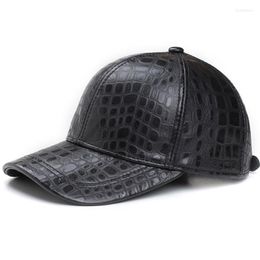 Ball Caps Men's Leather Baseball Cap Crocodile Fashion Casual Hat Outdoor Sheepskin Hats