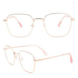 Sunglasses Frames Oversize Men Eyeglass Frame Women Square Optical Glasses Metal Full Rim Rx Eyewear Black Rose Gold Silver Light Spectacles