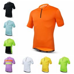 Racing Jackets Half Zipper Cycling Jersey Men Women Bike Shirt Bicycle Clothing Short Sleeve Mountain Road Downhill Top Riding Summer Orange