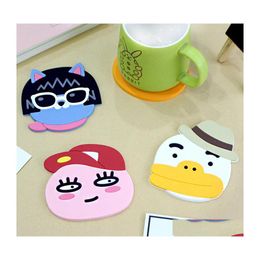 Mats Pads Sile Dining Table Placemat Coaster Kitchen Accessories Mat Cup Bar Mug Cartoon Animal Bear Duck Rabbit Drink Drop Delive Dhow0