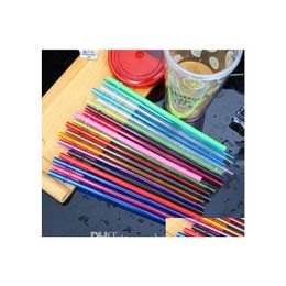 Drinking Straws 22Cm 9Inches Plastic Sts Coloured Fit For Drinks Juices Miky Tea Disposable Suction Tubes Pp Tubaris Pipe Drop Delive Dhnza