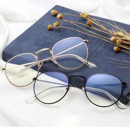 Sunglasses Frames Transparent Round Blue Light Glasses Clear Lens Working Phone Computer Frame Retro Metal Small Oval Eyeglass