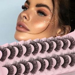 7D DD russian eyelash strip curl fluffy lash Mink Natural Thick 10 Pairs Large Curvature Makeup Eyelashs Extensions