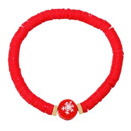 Charm Bracelets 2023 Design Personality Red Soft Pottery Chain Bangle For Women Handmade Geometric Circular Pendant Bracelet Gift