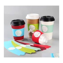 Packing Paper 100 Pcs Disposable Cup Sleeve For Cups White Cardboard Coffee Tea Juice Adjustable Size Customized Drop Delivery Offic Dhp4B