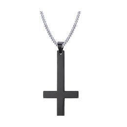 Pendants Male Black St Peters Inverted Cross Pendant Necklace For Men Stainless Steel Choker Crux De Sanctus Petrus Jewellery Drop Del Dhnvz