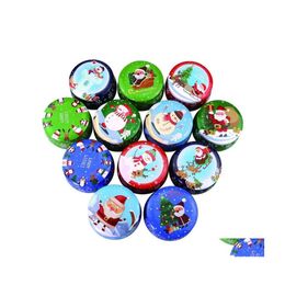 Christmas Decorations Tea Tinplate Box Santa Snowman Elk Print Designs Xmas Aromatherapy Candle Jar Candy Gifts Boxes Drop Delivery Dhbxg