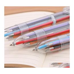 Ballpoint Pens 6 Colour 0.5Mm Refills In 1 Mti Colours Transparent Ball Point Pen Cap For Student Drop Delivery Office School Business Dhbue