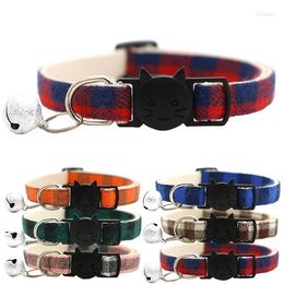 Dog Collars Pet Collar Grid Style Safety Bell Necklace Cat Bow