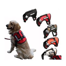 Dog Apparel Reflective Canvas Big Harness Service Vest Breathable Adjustable Handle Control Safety Walking For Medium Large Dogs Dro Dh8Oz