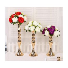 Candle Holders 3 Size Gold For Wedding Props Small Mermaid Ironplated Vase Flower Wares Europeanstyle Decoration Drop Delivery Home G Dhz65