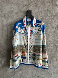 Highquality luxury mens shirt fashion printing silk material design US size top designer casual shirt