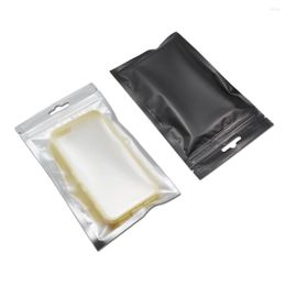 Storage Bags 200Pcs 7.5x12cm Matte Plastic Aluminium Foil Packaging With Hang Hole Tea Nuts Mylar Zipper Packing Pouches