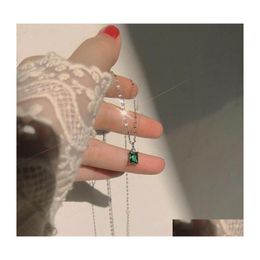 Chains Grace Fashion Vintage French Trendy 925 Sterling Sier Square Emerald Choker Necklaces For Women Girl Collareschains Drop Deli Dhil7