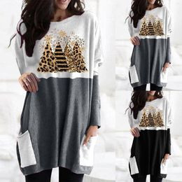 Women's Hoodies Women's Christmas Color Matching Print Long Sleeved Sweatshirt Casual Blouse Beach Outfit Jade Dress Cute Dresses For