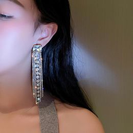 Dangle Earrings & Chandelier Crystal Tassel Alloy Rhinestone Ear Bone Clip Ladies Temperament Fashion Gift JewelryDangle