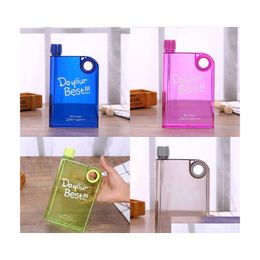 Water Bottles Csquare Plastic Light Portable Cup Flat Originality Gift Travel Transparent Mug 5 5Yg F2 Drop Delivery Home Garden Kit Dhltj