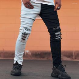 Men's Jeans Men's Embroidered Cashew Matching Black And White High Street Y2k Pants