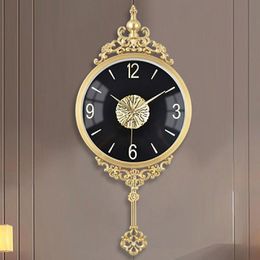 Wall Clocks Copper Clock Large European Style Living Room Pure Swing Interior Decoration