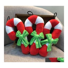 Dog Toys Chews Christmas Crutch Shape Plush Squeaker Chew Sound Toy For Puppy Cat Training Products Squeaking Drop Delivery Home G Dhvs8