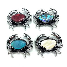 Charms Zinc Alloy Crab Shaped Inlaid Shell Coated Semi-Precious Brooch Pendant 50x42mm Jewelry Making DIY Necklace AccessoriesCharms CharmsC