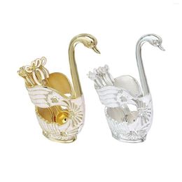 Dinnerware Sets Alloy Swan Tableware Fruit Dessert Cutlery Teaspoon Cake Spoon For Party Decoration