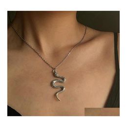 Pendant Necklaces Punk Snake Golden Sier Colour Unquie Men Women Neck Jewellery Statement Pouplar Necklace Wholesale Drop Delivery Penda Dhng8