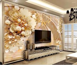 Wallpapers Custom Po 3d Wall Paper Transparent Floral Swan Lake Jewellery Background Room Murals Wallpaper For Walls 3 D