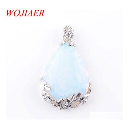 Pendant Necklaces Tear Water Drop Love Natural Opalite Gem Stone Necklace Reiki Bead Women Jewellery N3466 Delivery Pendants Dhrt5