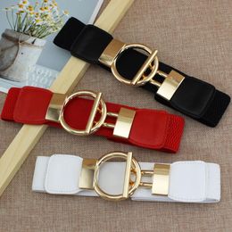 Belts Female Rotating Lock Waistband Wide Elastic Belt For Women Band Waist Stretch Cinch Dress Coat Clothing DecorBelts