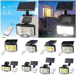 Outdoor Wall Lamps 96/168LED Solar Street Light Waterproof PIR Motion Sensor Smart Remote Control Lamp Garden Security