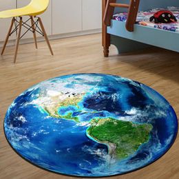 Carpets Round Plush Soft Carpet 3D Print Earth Moon Mars Galaxy Anti-slip Floor Mat Home Decor Kids Room Rug Computer Chair Mats