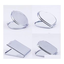 Mirrors Sier Pocket Thin Compact Mirror Blank Round Heartshaped Metal Makeup Diy Costmetic Wedding Gift Drop Delivery Home Garden Dhnf0