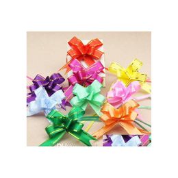 Gift Wrap 10Pcs 1.8X35Cm Pl Bows Ribbons Flower Butterfly Design Wedding Party Decoration Plbows Mti Color Option Christmas Drop Del Dhbju