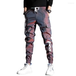 Men's Pants 2023 Reflective Cargo Men Handsome Joggers Casual Streetwear Drawstring Hip Hop Clothing Jogging Trousers