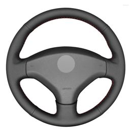 Steering Wheel Covers Black PU Faux Leather DIY Hand-stitched Car Cover For 308 2007-2013 3008 2011-2023 408 2010-2014