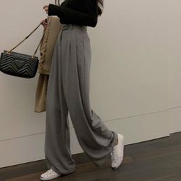 Women's Pants & Capris IMucci Wide-leg Women High Waist Sagging Spring 2023 Mopping Trousers Gray Casual Loose Straight