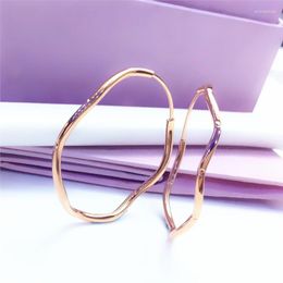 Backs Earrings Women's Pure Russian 585 Purple Gold Large Hoop Plated 14K Rose Coloured Classic
