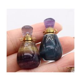 Pendant Necklaces Natural Stone Gem Oval Fluorite Per Bottle Handmade Crafts Diy Necklace Jewelry Accessories Gift Making 18X34Mm Dr Dhkir