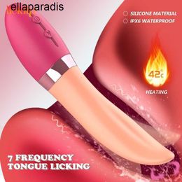 Sex Toys massager LICKLIP 3in1 Realistic Tongue Vibrator Clitoris Nipple Stimulator Swing Heating Soft Dildo Vibrators For Women