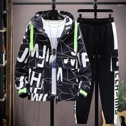 Men's Jackets Fashion 2023 Spring Autumn Casual Men's Hooded Jacket And Full-Length Pant Suit Outwear Top Youth 2 Pcs Sets
