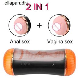 Sex Toys massager 2 In 1 Male Masturbator Artificial Anal Vaginal For Men Glans Sucking Penis Pump Scrotum Vibrators Real Pussy Erotic 18