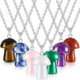 Pendants Mushroom Crystal Necklace Pendant Natural Stone Decorative Gemstone For Women Girls Jewelry Gifts 7 Colors Drop Delivery Amrk1