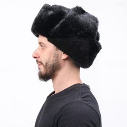 Berets Ushanka Soviet Badge Lei Feng Hat Windproof Earflap Hats Russian Ear Bomber Warm Men's Thickened Army Caps T2l9
