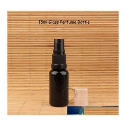 Packing Bottles 5Pcs/Lot 15Ml Black Glass Empty Essential Oil Bottle Small 1/2Oz Spary Per Pot Refillable 15Cc Atomizer Lid Vial Sto Ota4W