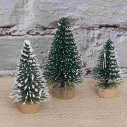 Christmas Decorations Tree Trees Mini Miniature Pine Snow Bottle Sisal Artificialbrush Desktopparty Tabletop Decoration Decor Ornaments