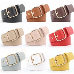 Belts Women Golden Square Buckle Belt Jeans Dress Casual Lady Adjustable Waistband BLTYN0318