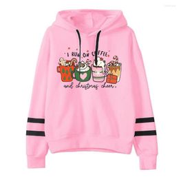 Women's Hoodies I Run On Coffee And Christmas Cheer Hoodie Funny Sweatshirt Cute Kawaii Clothes L